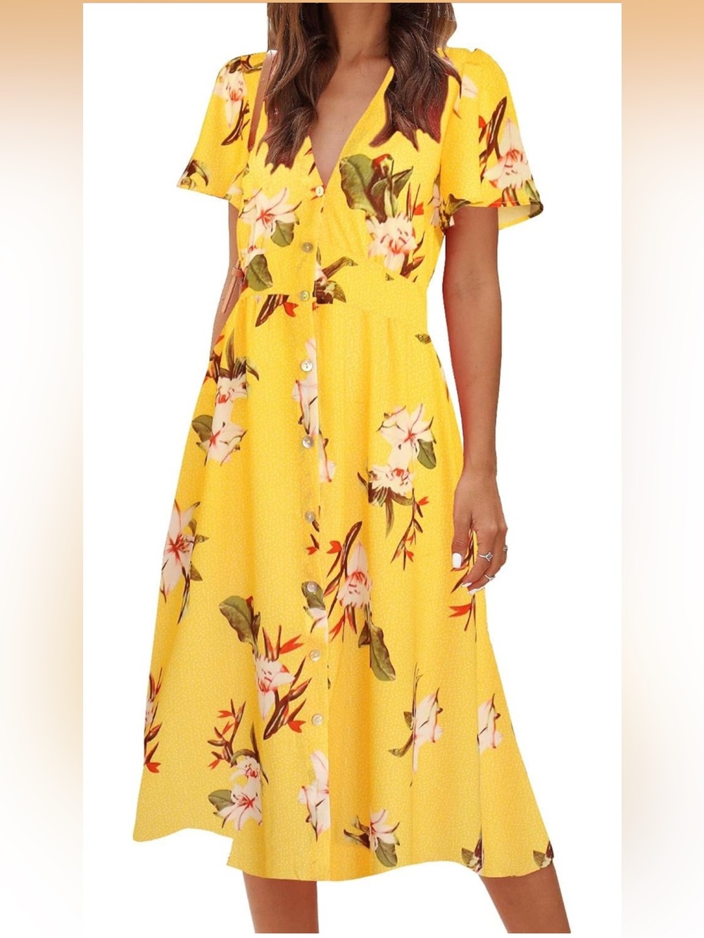 Sunny Yellow Floral Button-Up Maxi Dress
